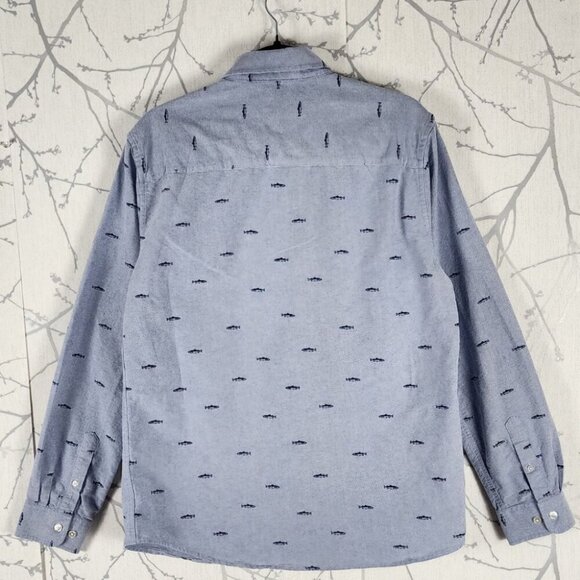 Le 31 Blue Fish Printed 100% Cotton Button Front Semi Fitted Shirt - Picture 3 of 4